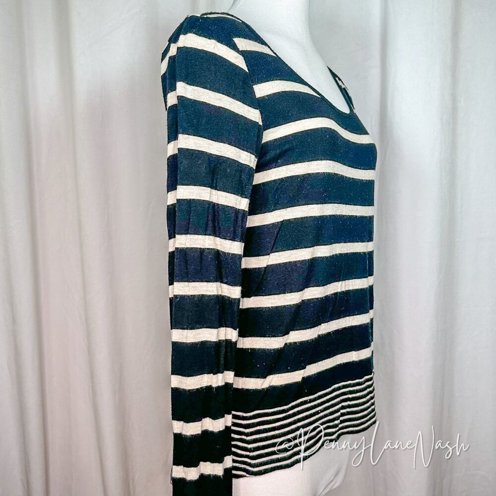 Olive & Oak Long Sleeve Stripe High Low Shirt Top - Picture 5 of 6